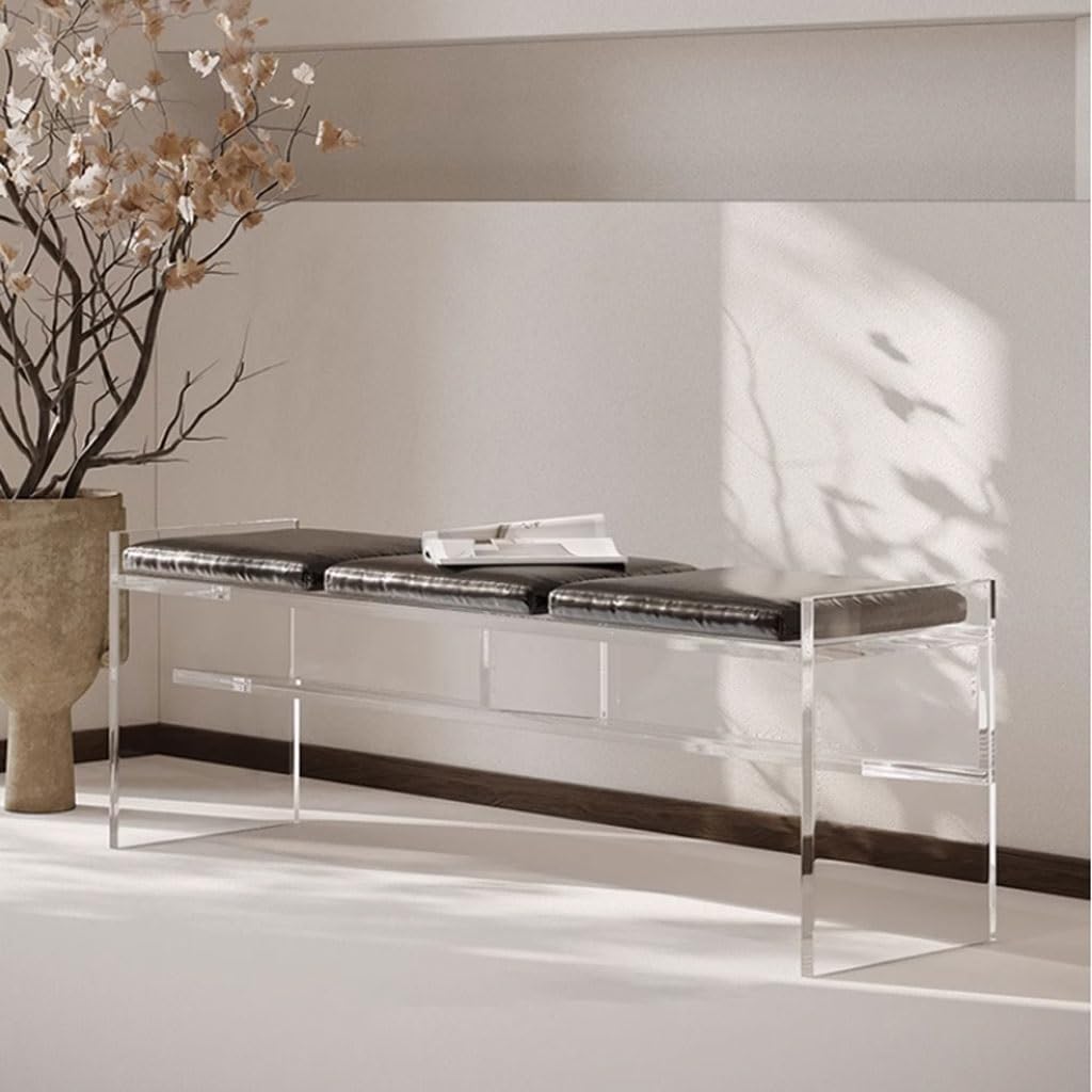 SONGCHAO Foot Rest Modern Simple Acrylic Bench Dining Table Door Shoe Bench Stylish Long Bench Bedroom Light Luxury Bed End Bench Foot Stools for Living Room(A)