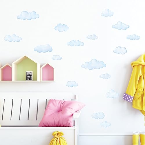 Miniatura 8 de DECOWALL Calcomanías de pared de nubes pequeñas para niños, calcomanías de nube extraíbles para guardería, dormitorio y sala de estar, decoración de