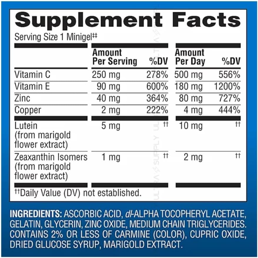 Advanced Eye Health Complex Minigels (210 Servings.) Nutritional Vision Support with Key Antioxidants and Zinc