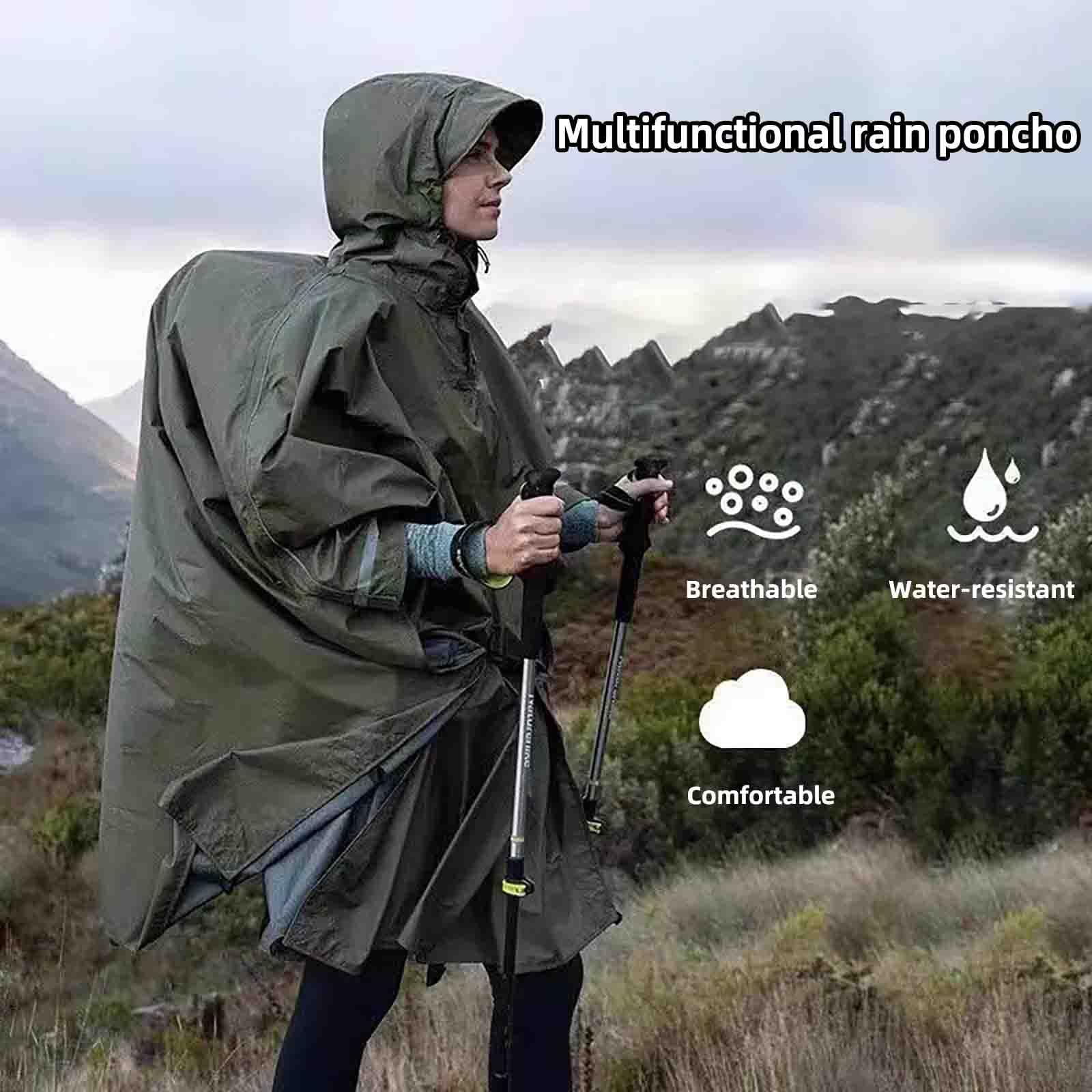 JUSHZ Giacche Impermeabili Poncho Antipioggia Mantella Mantellina Pioggia | Bici Uomo Trekking Donna Running Ciclismo Singolo All'aperto Adulto Cappello Con Visiera