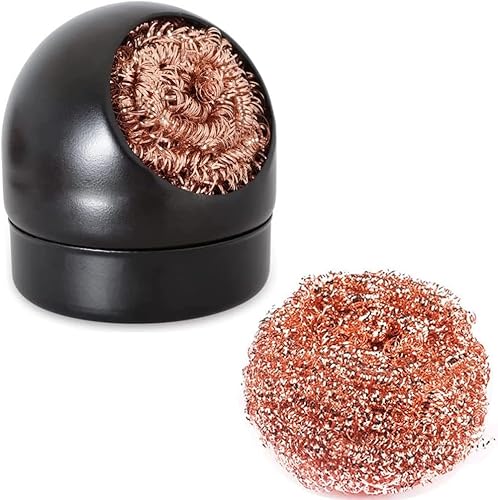 Soldering Iron Tip Cleaner, Soldering Iron Tip Cleaning Tool, Solder Tip Cleaning Wire with Brass Wool, Solder Cleaner Accessories Cleaning Ball and one Base, Solder Tip kit with Soft Brass Wire (1)