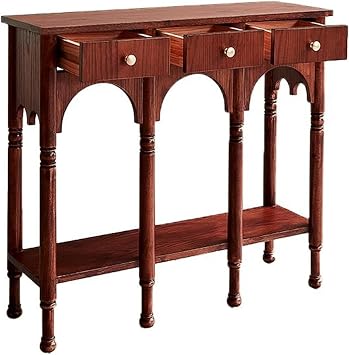 Console Tables for Entryway, Wood 2-Tier Entry Hallway Table, Farmhouse Console Table with 3 Drawers,Narrow Sofa Table Behind Couch Table for Living Room, Entrance