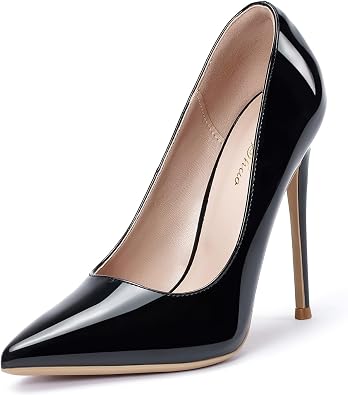 GENSHUO Womens Stiletto Court Shoes 10CM Sexy Slip On Pointed Toe Patent High Heels for Party Prom Wedding Stiletto Heels