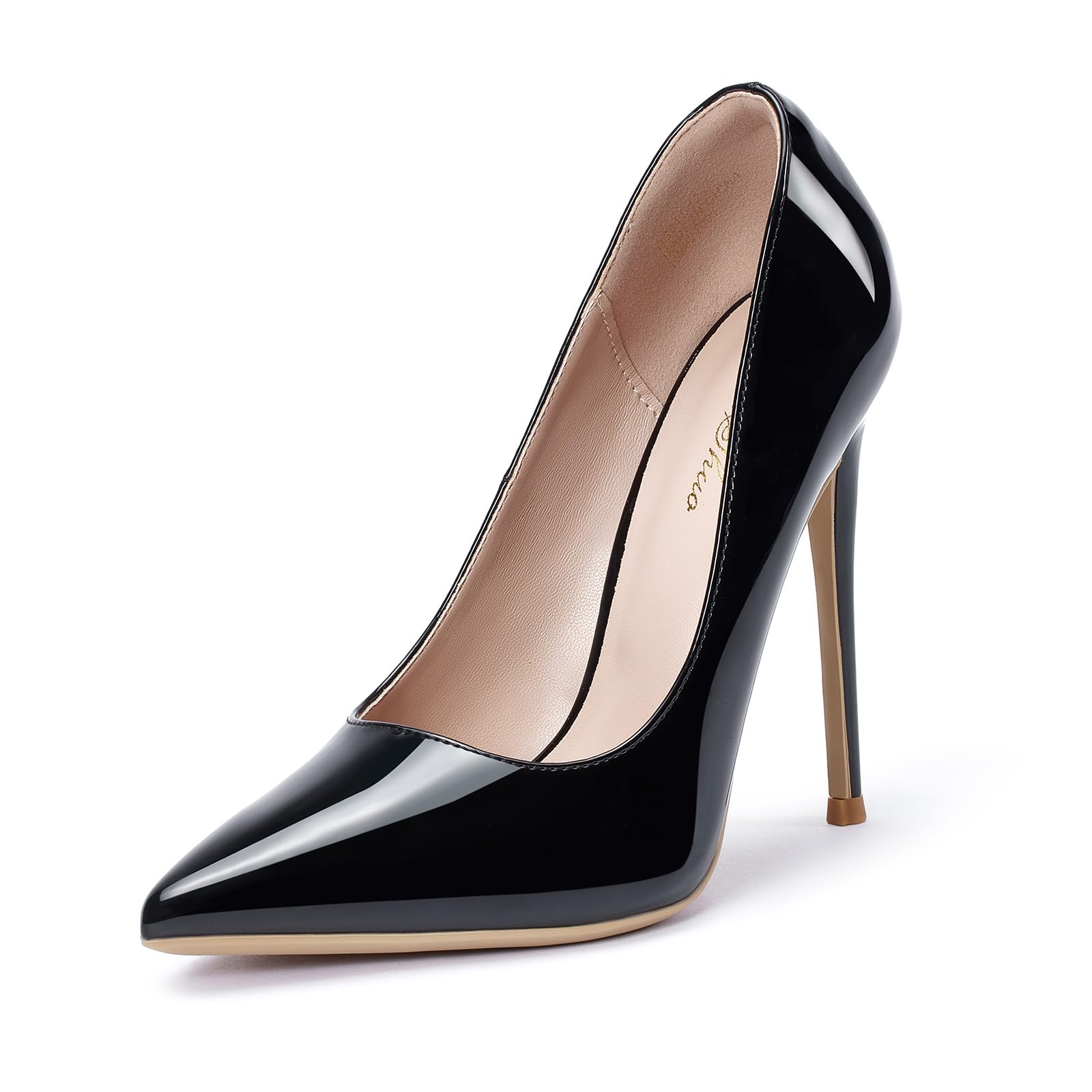 GENSHUO - Scarpe décolleté da Donna, con Tacco Alto a Spillo, Stile Sexy, Slip on, da Festa,Nero, 42 EU(12 US)