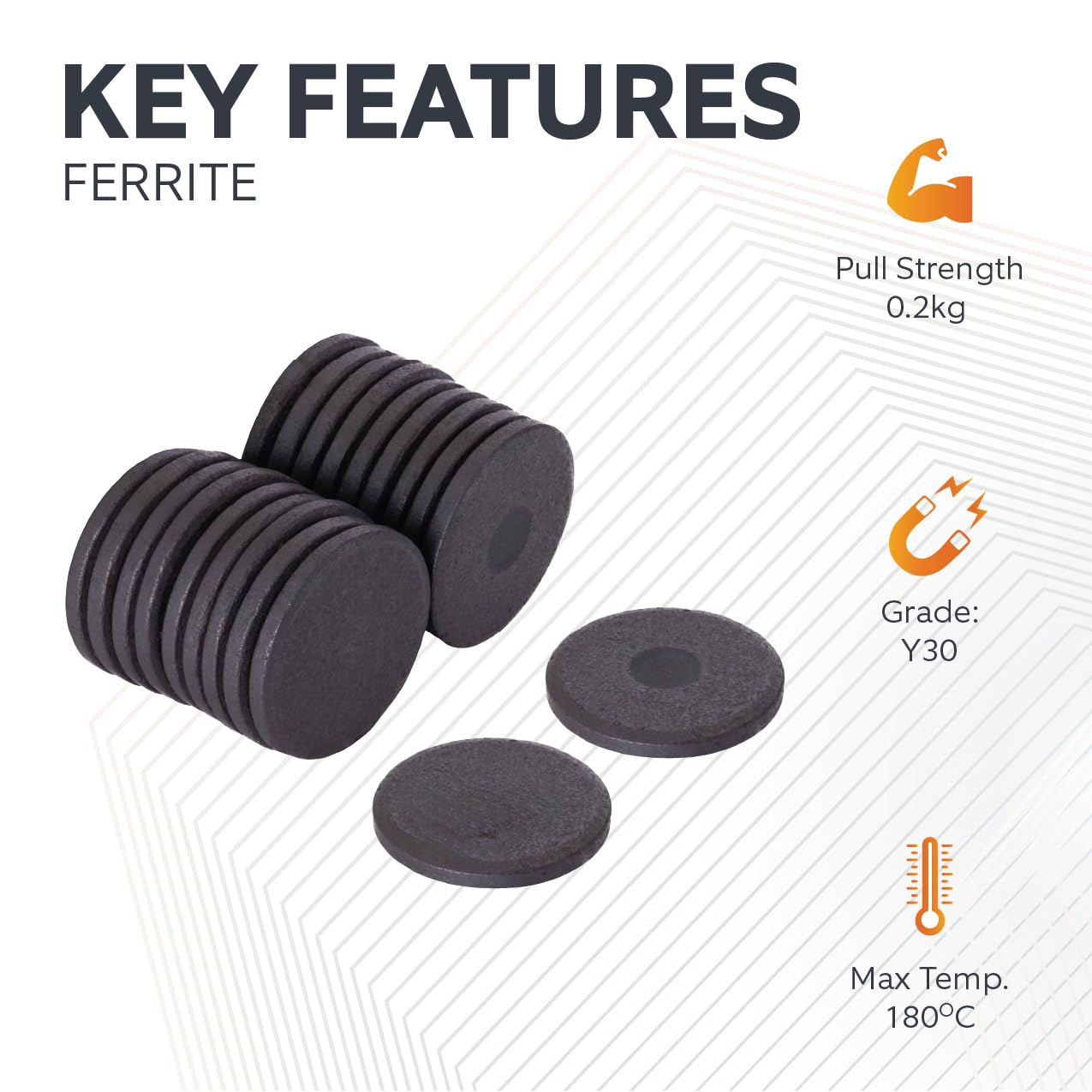Magnes Expert® 30 mm średnicy x 5 mm grubości magnes ferrytowy Y10-1,1 kg pociągnięcie (20 szt.)