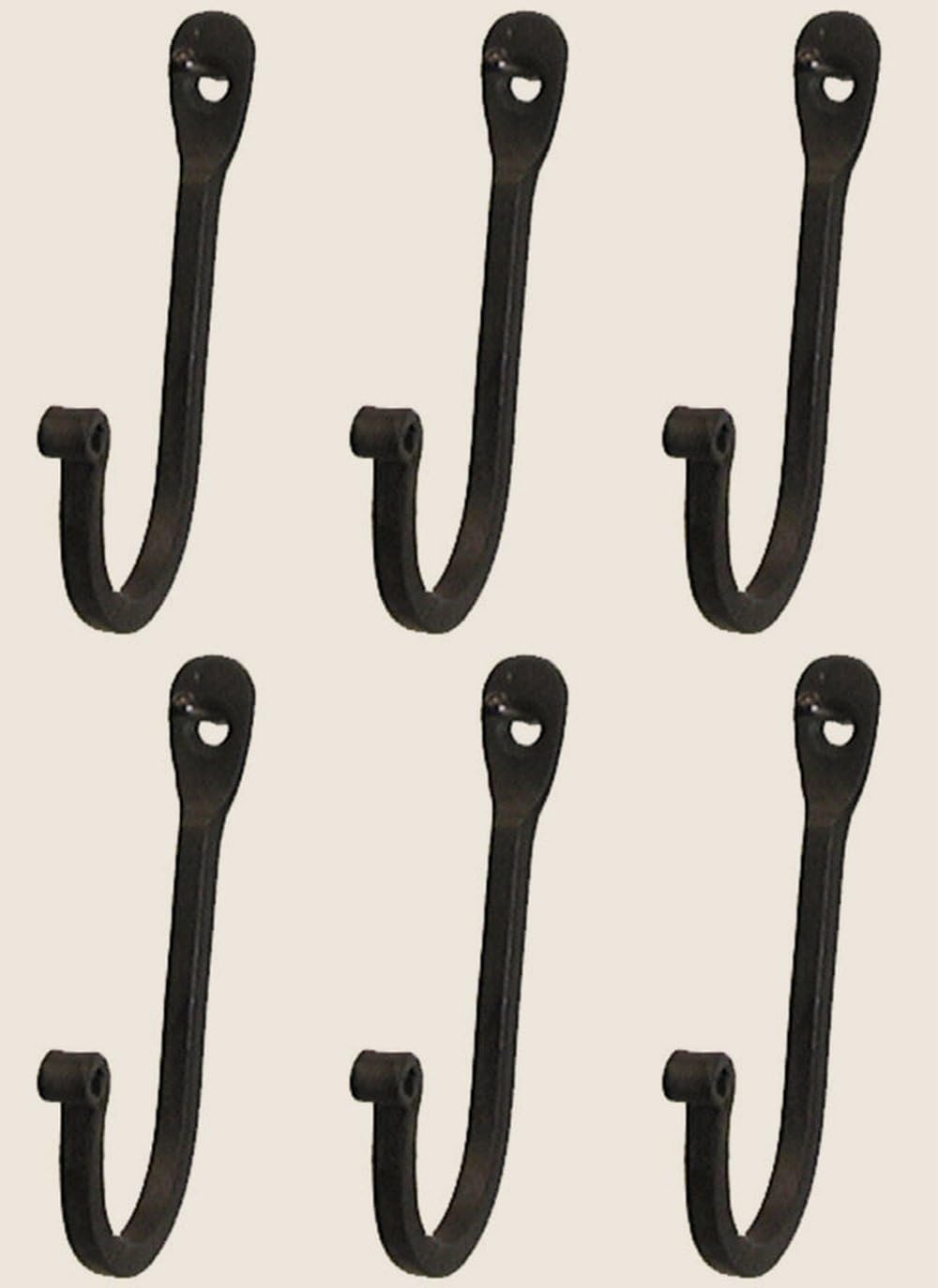 Colonial Tin Works Vintage Hand Forged Iron Classic Early American Plain Hook Black (Set of 12) image 4