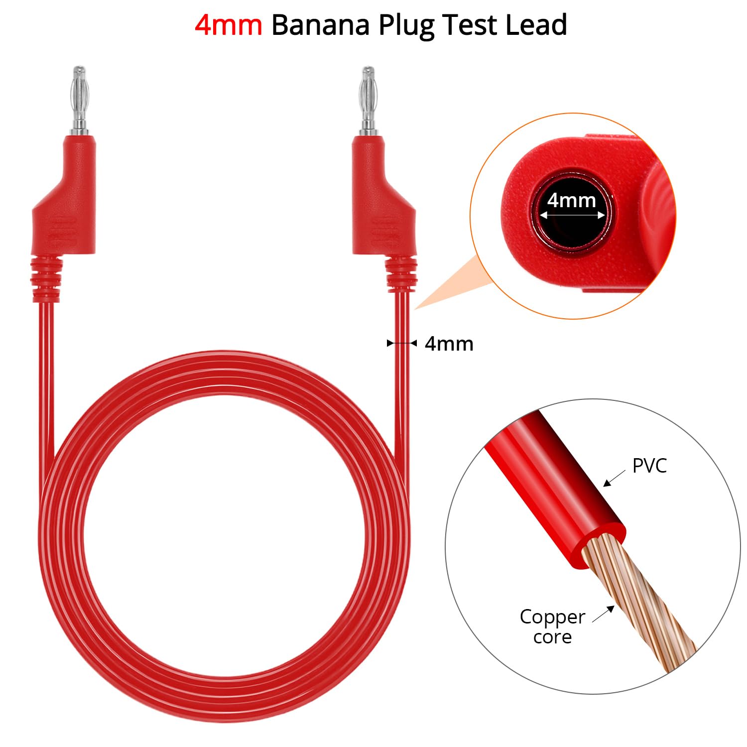 QWORK® Zestaw końcówek multimetru, kabel testowy z wtyczką bananową 1 m, końcówki krokodylkowe, wymienne igły