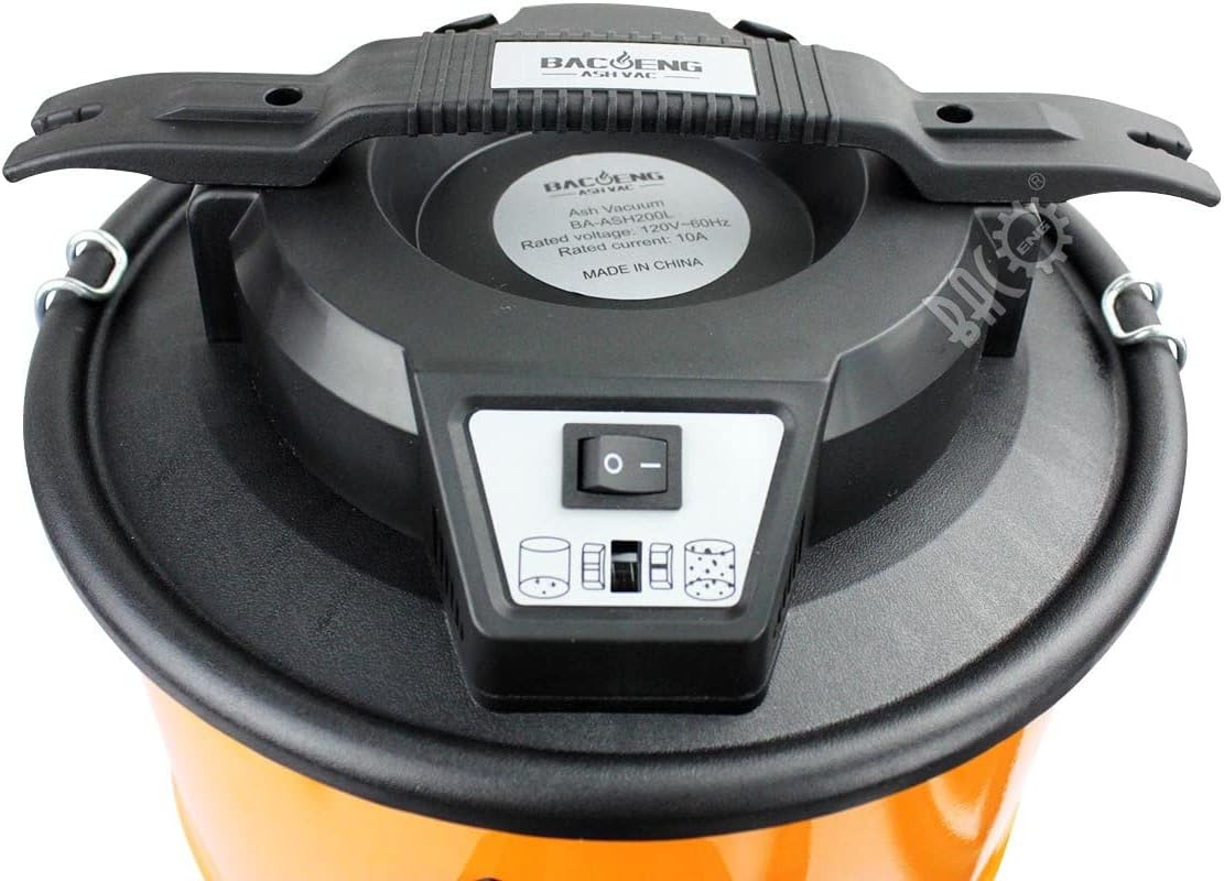 BACOENG 5.3-Gallon Ash Vacuum Cleaner with Double Stage Filtration System. Standard Ash Vac Black