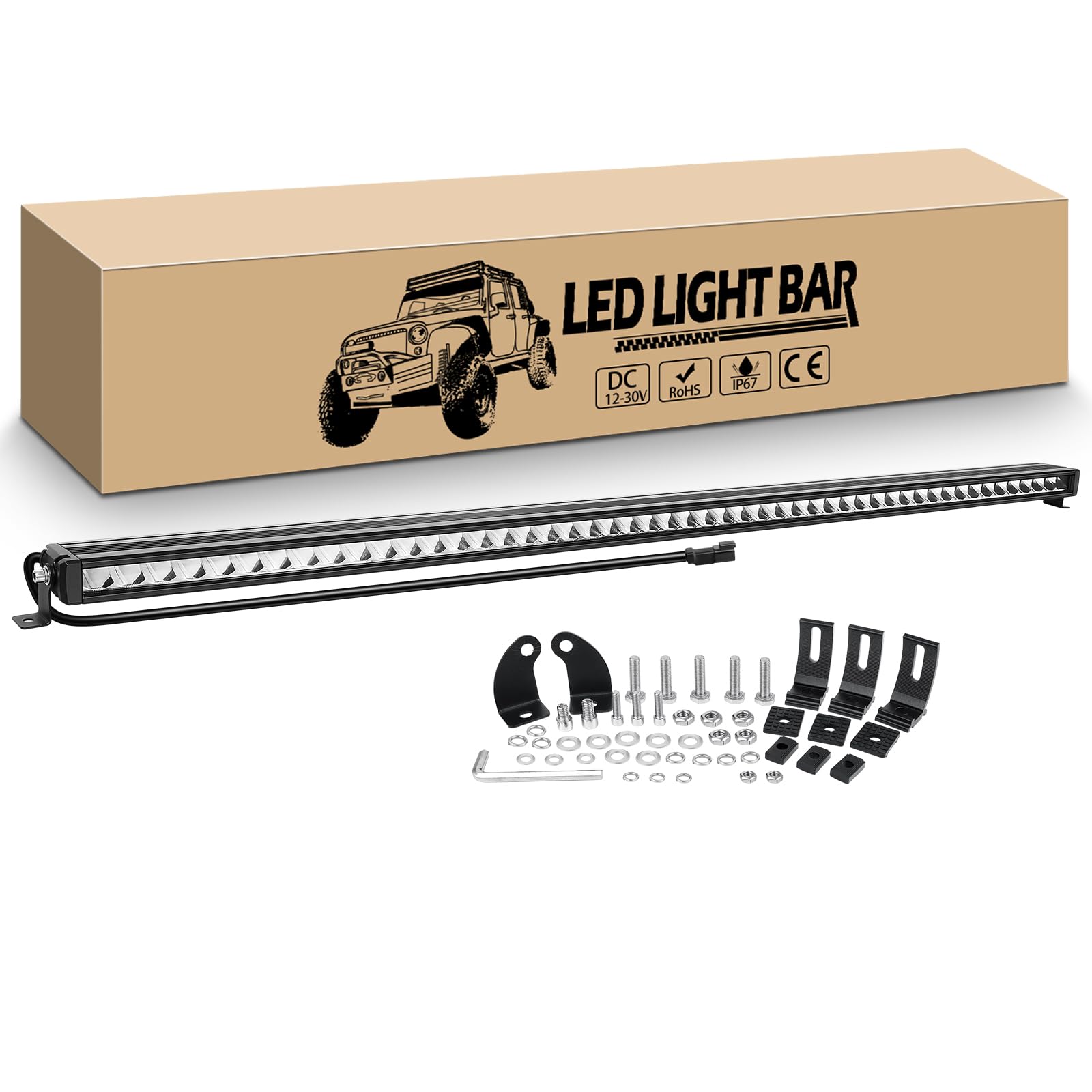 RIGIDON 55 cali 138 cm 150 W Slim Led Bar 4x4, prosty pasek świetlny, 12 V 24 V dalekiego zasięgu Listwa świetlna Led do pojazdów offroad samochodów ciężarowych SUV ATV, 6000K światła przeciwmgielne