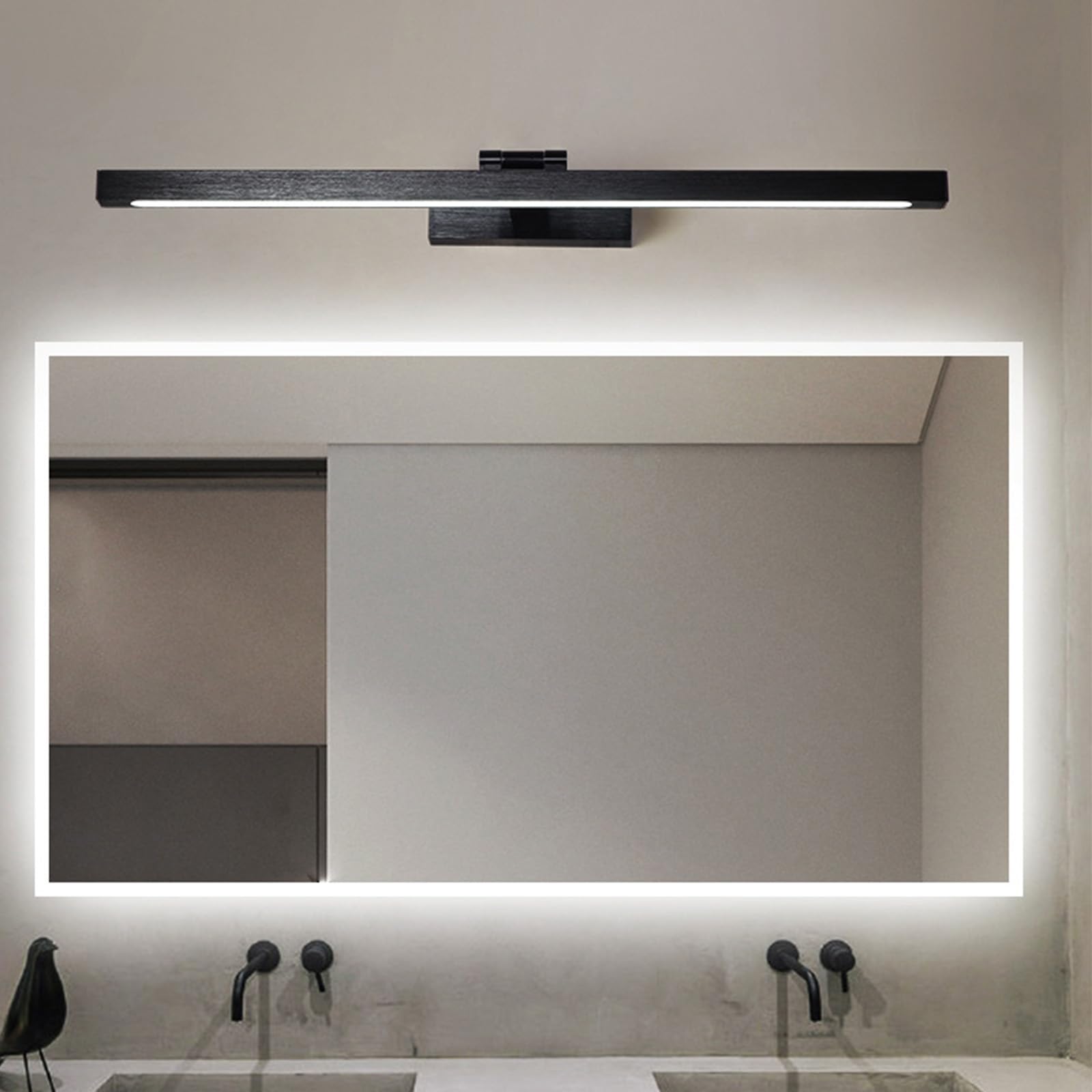 LED Spiegelleuchte Bad Wandleuchten Drehung Einstellbarer Winkel Wandbeleuchtung Bildbeleuchtung Aluminium Wasserdicht Wandleuchte Wohnzimmer Schlafzimmer Schminktisch (Schwarzes Neutrales Licht,40cm)