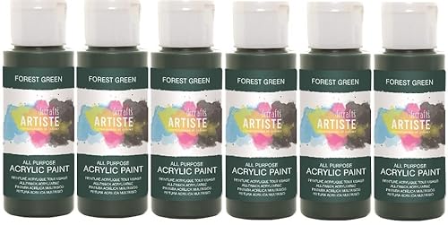 docrafts Pack of 6 Bottles Artiste Acrylic Paint 59ml Choose from 88 Colours (Forest green)