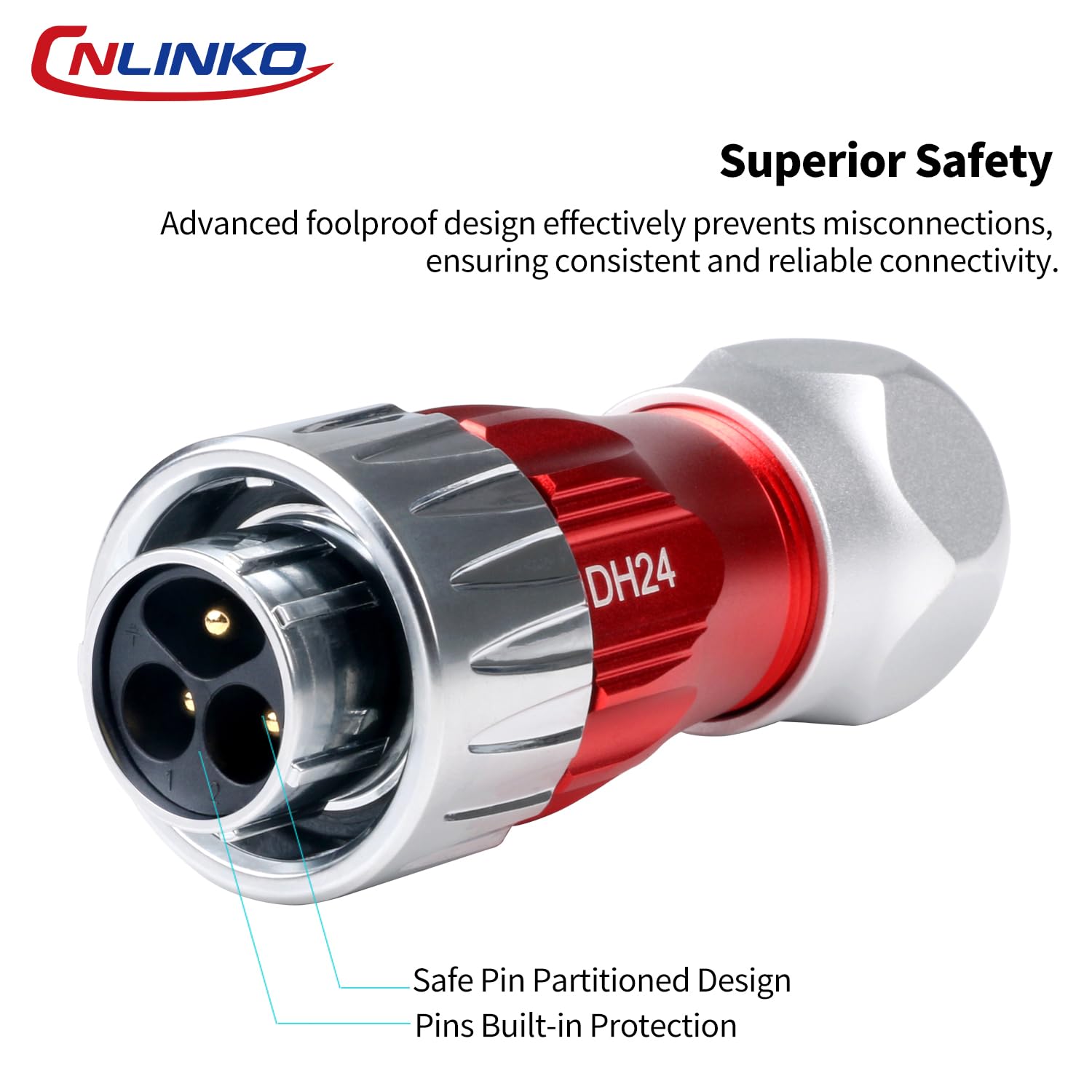 CNLINKO DH-24 3 Polig Industrielle Wasserdichte Steckverbinder, IP68 Rundsteckverbinder, Hartmetall Anti-Interferenz Gehäuse, Schnellsteck Aviation-Stecker, M24 Panel Montage-Flanschbuchse | IP68 Rundsteckverbinder, Hartmetall Anti-Interferenz Gehäuse, Sc