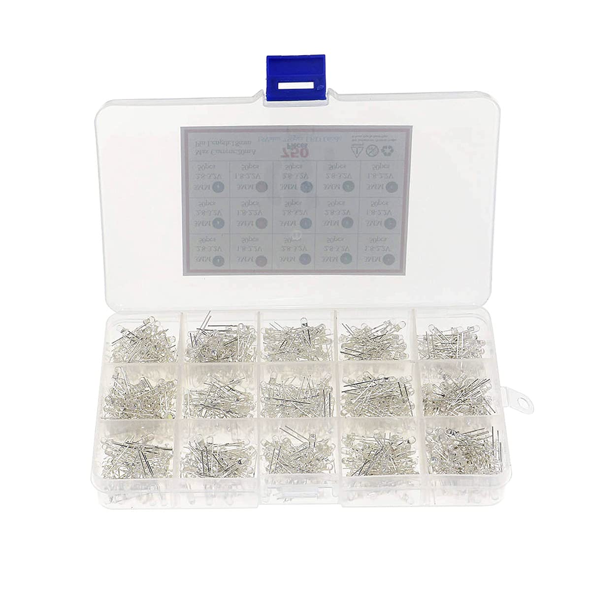 Diodes LED 3mm transparentes 5 couleurs assortiment de bricolage 750pcs