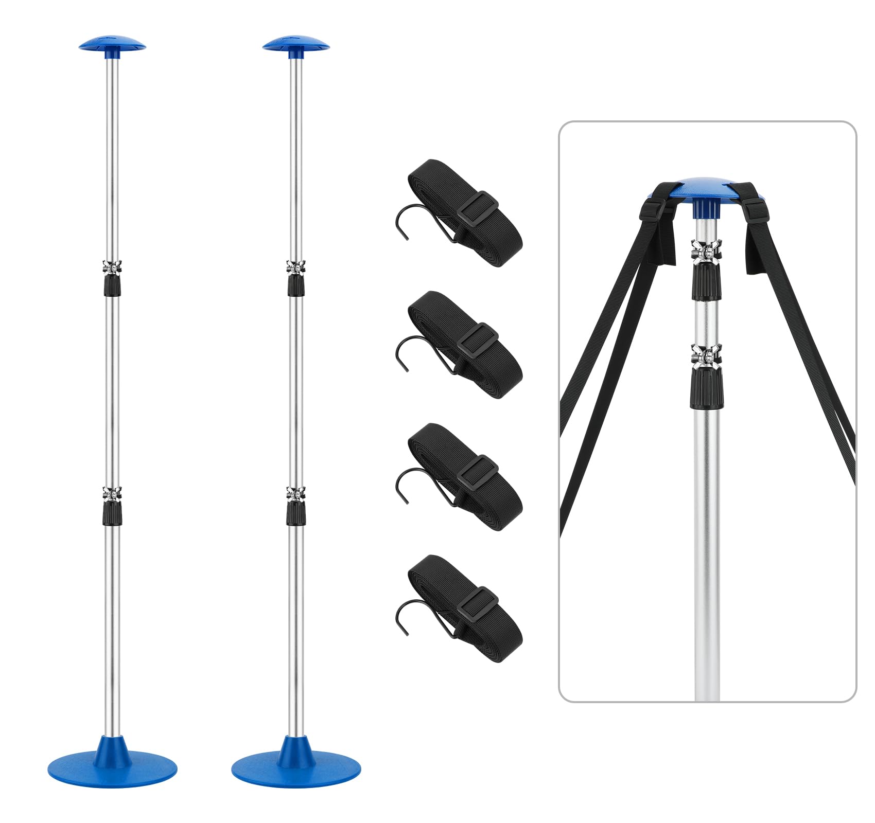 Supporto Regolabile Per Copertura Barca – Tubo In Alluminio Telescopico 33-59", Base Triangolare In Ferro, 8 Cinghie, 4 Livelli (Arancione)