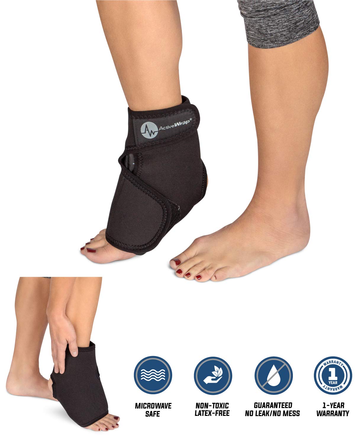 ActiveWrap Foot & Ankle Ice Pack Wrap with Reusable Hot Cold Packs for