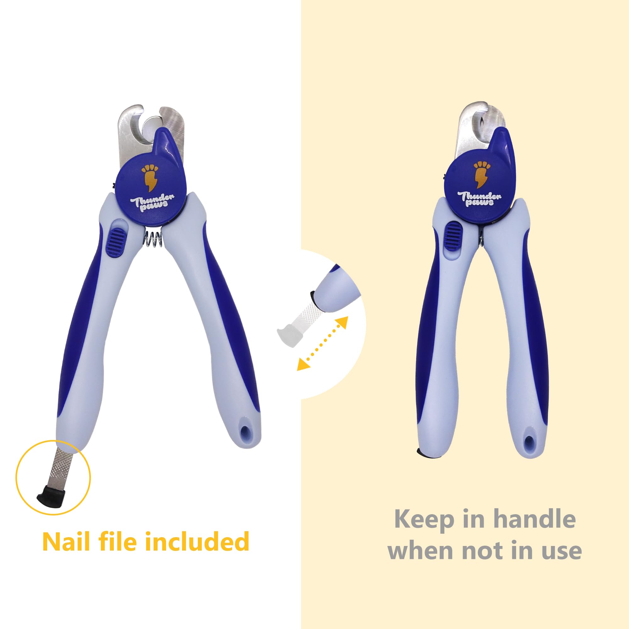 LED Dog Nail Clippers with Light, Trimmers with Protective Guard, Quick Sensor, Safety Lock and Nail File - Suitable for Large and Small Dogs & Cats (Blue, LED) - image 3