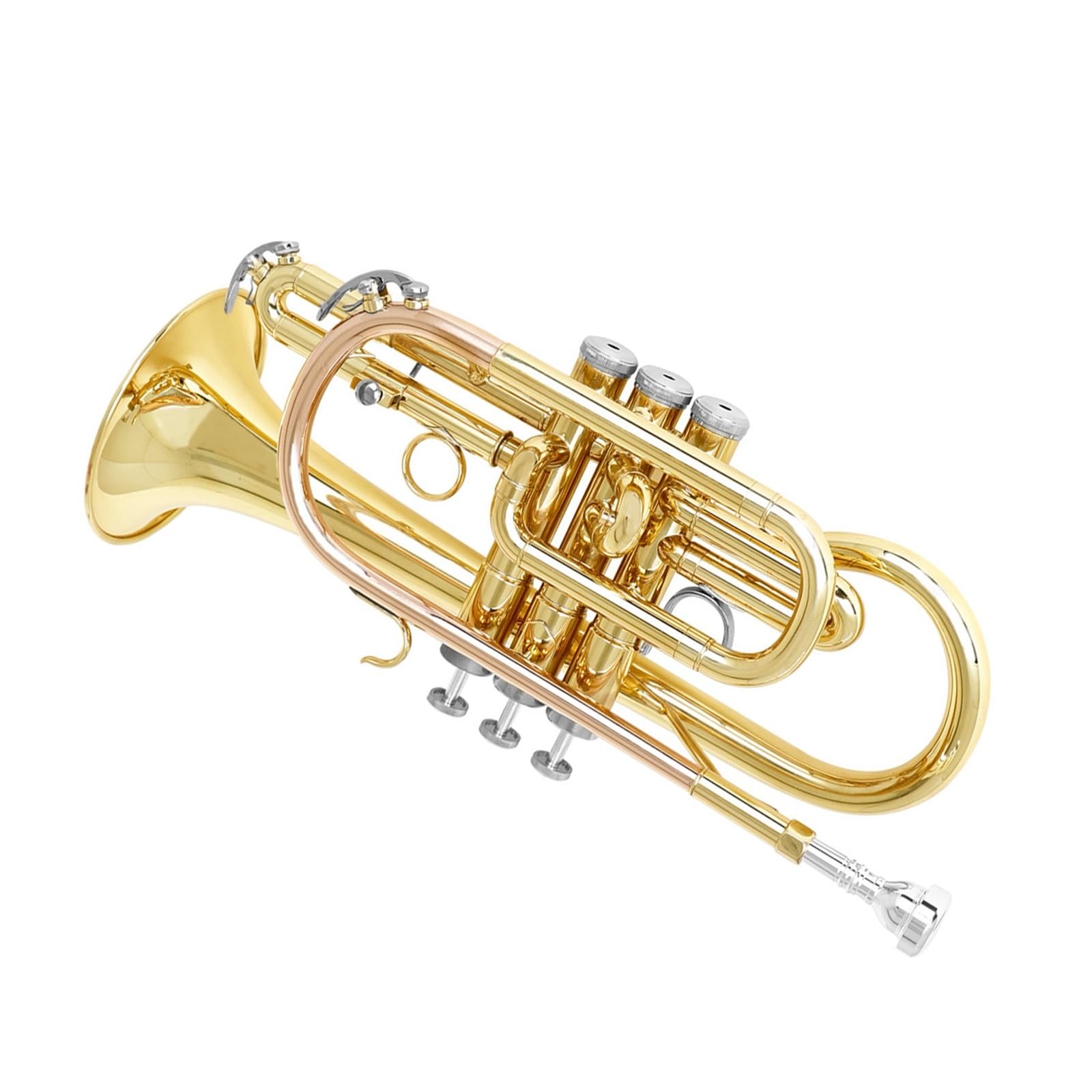 Mini Trompeta De Bolsillo En Si Bemol Bronce Fosforado Vario Dorado