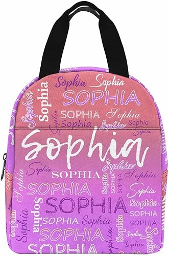 Miniatura 36 de InterestPrint Bolsa de almuerzo personalizada con nombre, lonchera de mariposa rosa degradada, regalo personalizado para nieta, nieto, sobrino