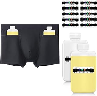 13 Pcs Urine Test Complete Kit, 10 Urine Test Temperature Strips and 2 Smaller 3.5oz Urine Bottle 1 Lining Pocket Boxer Brief for Travel Lab Testing-Urine Test Practice Kit at Home (Large)