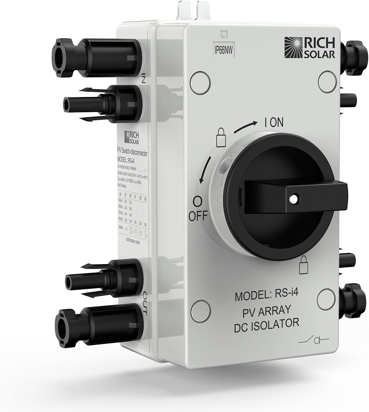 RICH SOLAR Solar PV DC Quick Disconnect Switch 1500V 32 Amps & 800V 55 Amps, RS-i4