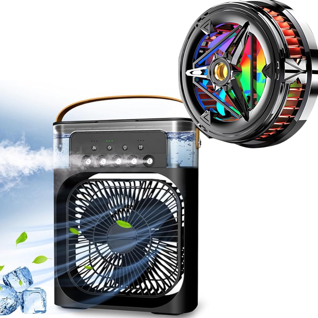 Drumstone (Exclusively 𝟭𝟬+𝟱 Year Warranty) Portable Air Cooling Fan: 3-in-1 Evaporative Cooler, Humidifier, LED Light & Compact Phone Radiator with RGB Light, Low Noise, Magnetic Suction-image-30