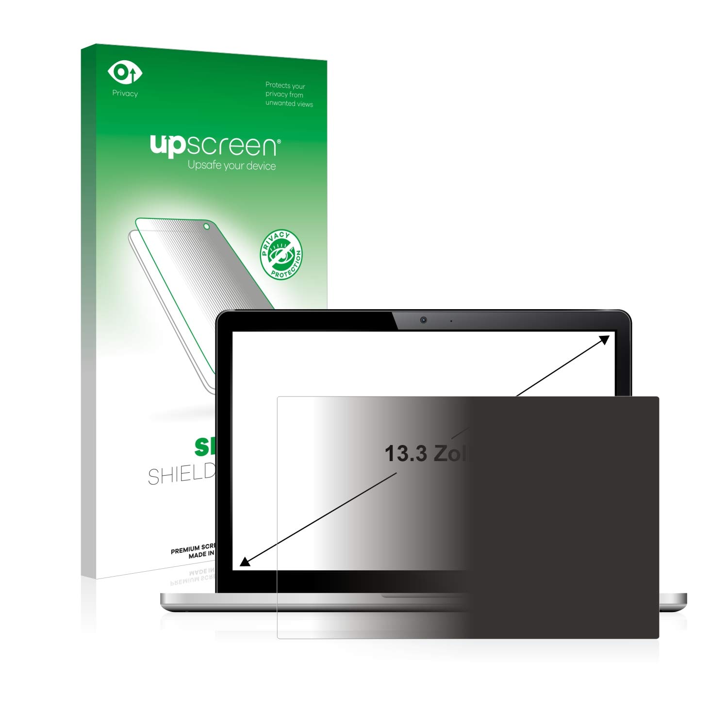 upscreen Pellicola Privacy per Displays 13.3" (33.8 cm) [270x203 mm, 4:3] | Per Notebooks, Anti-Spy Protezione Schermo Made in Germany, Anti-Spia Privacy Screen Protector Chiara