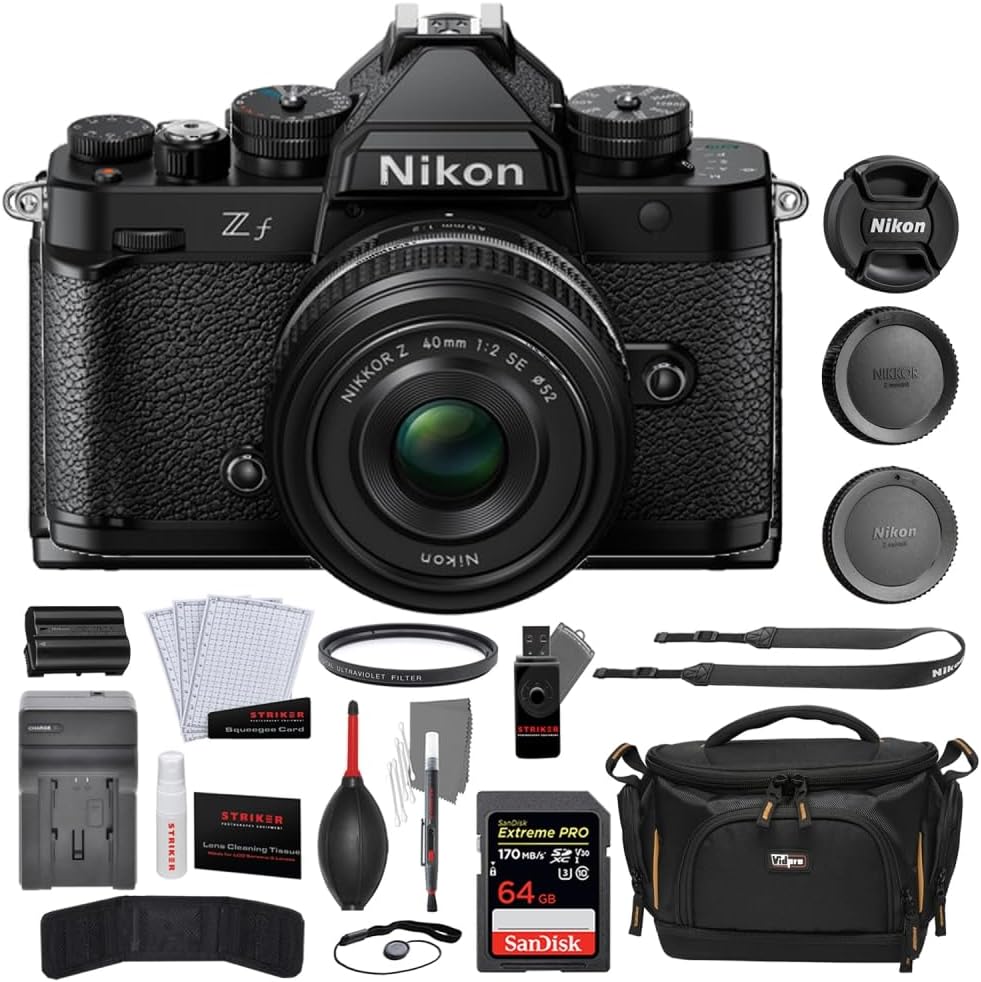 Nikon Zf Mirrorless Camera with 40mm Lens Bundle with UV Filter + 64GB Memory Card + Camera Case + Photo Starter Kit + Battery Charger (6 Items)