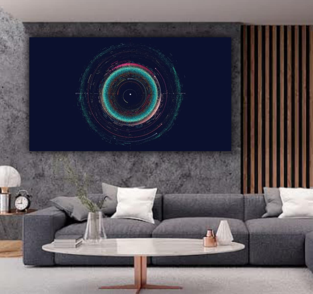 7 Colours Decors Canvas Paintings for Living Room Beautiful Infinity Binary Circuit Abstract Design Wall Art Painting (Select Size and Frame Type) (48 by 24 Inches)