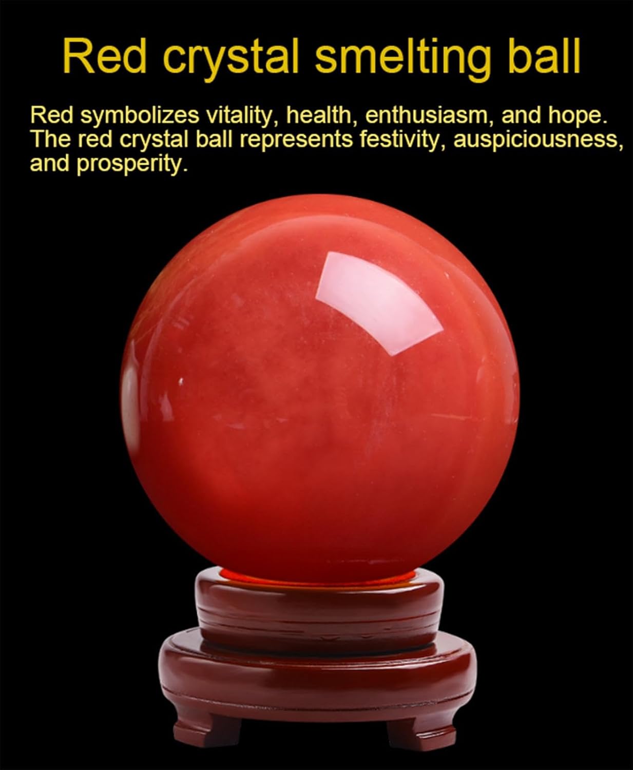 Red Crystal Ball Sphere Melting Quartz Crystal Gemstone with Stand,Polished Carved Stone Figurine for Office Desk Top Home Decor Feng Shui,12cm/4.7in