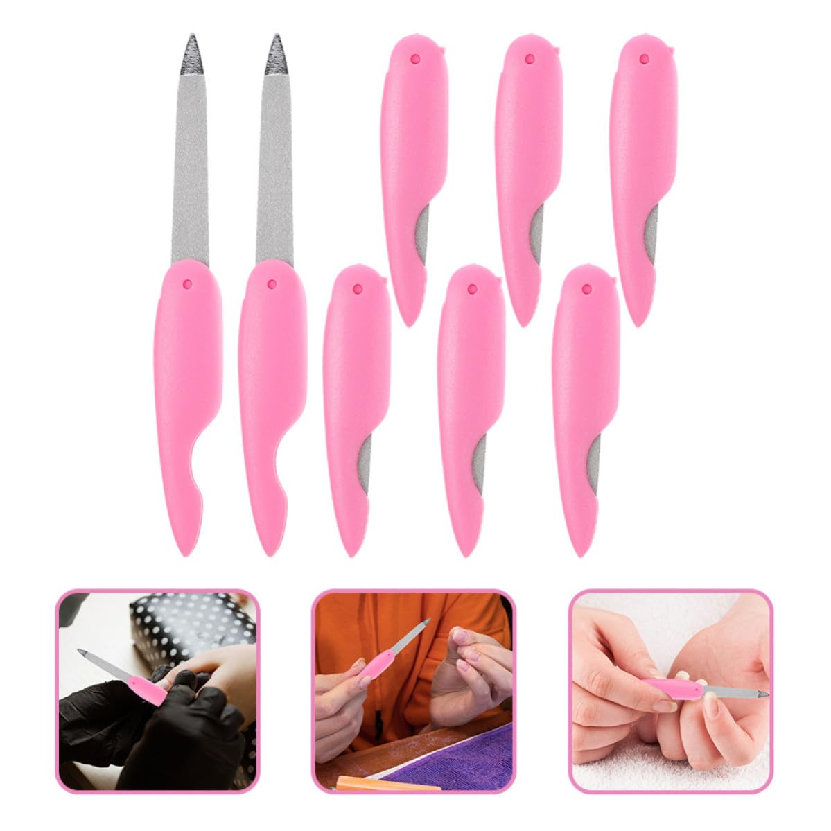 Limas de Uñas de Metal 8 Piezas Diseño Delicado y Textura Fina para Manicura en Casa o Salón, Herramientas para Pulir Uñas y Fácil Almacenamiento