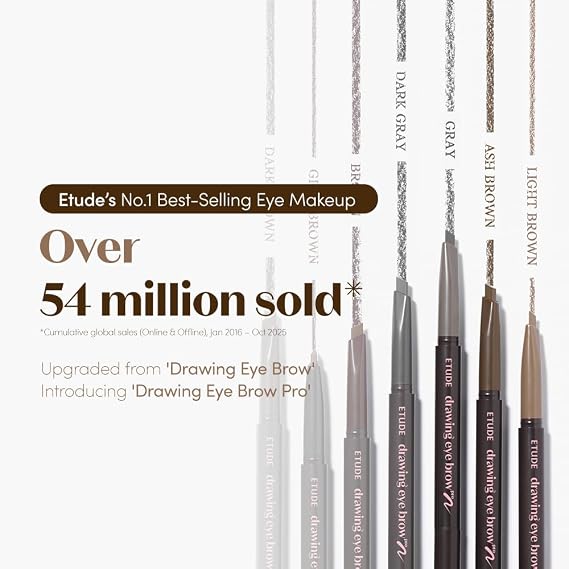 ETUDE Drawing Eye Brow Pro (Dark Brown) Eyebrow Pencil for women, Microblading, Long Lasting, Soft Textured Natural Daily Look, Korean Makeup, Beauty (0.008 Ounce)