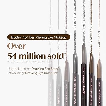 ETUDE Drawing Eye Brow Pro (Dark Brown) Eyebrow Pencil for women, Microblading, Long Lasting, Soft Textured Natural Daily Look, Korean Makeup, Beauty (0.008 Ounce)