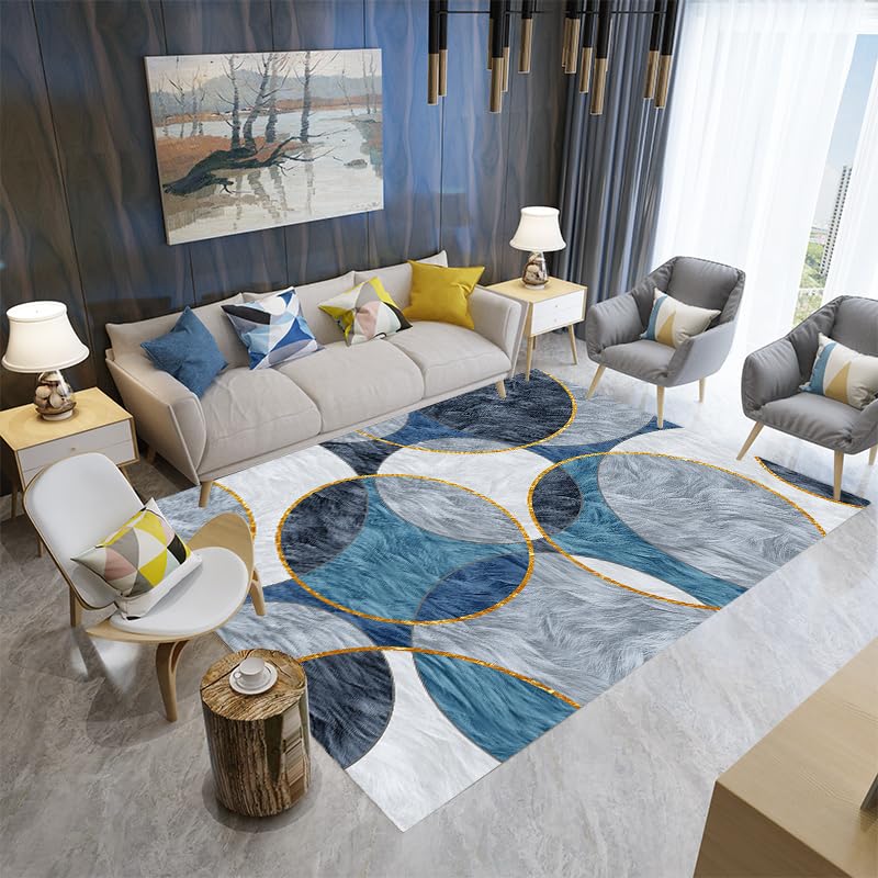 Tapis chambre filles effet marbre bleu pour créer un espace de jeu doux et chaleureux