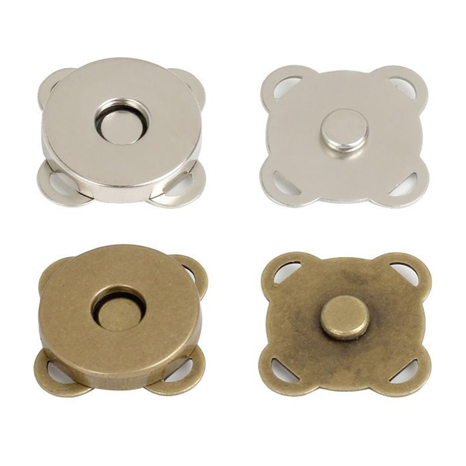 2 Chiusure Magnetiche A Scatto In Metallo - Fibbie A Pressione R Tonde, Color Bronzo Antico, Per Borse, Zaini, Giacche E Progetti Fai Da Te In Pelle