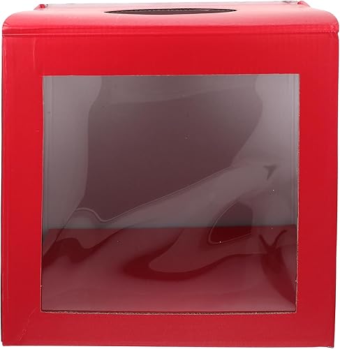 Cajas de almacenamiento de papel rojo para rifa de almacenamiento, caja de caridad, caja de donación de boleta de reunión multifunción, color rojo