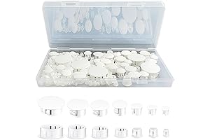 130 Pieces Plastic White Screw Covers Hole Plugs for Furniture with Screw Locking