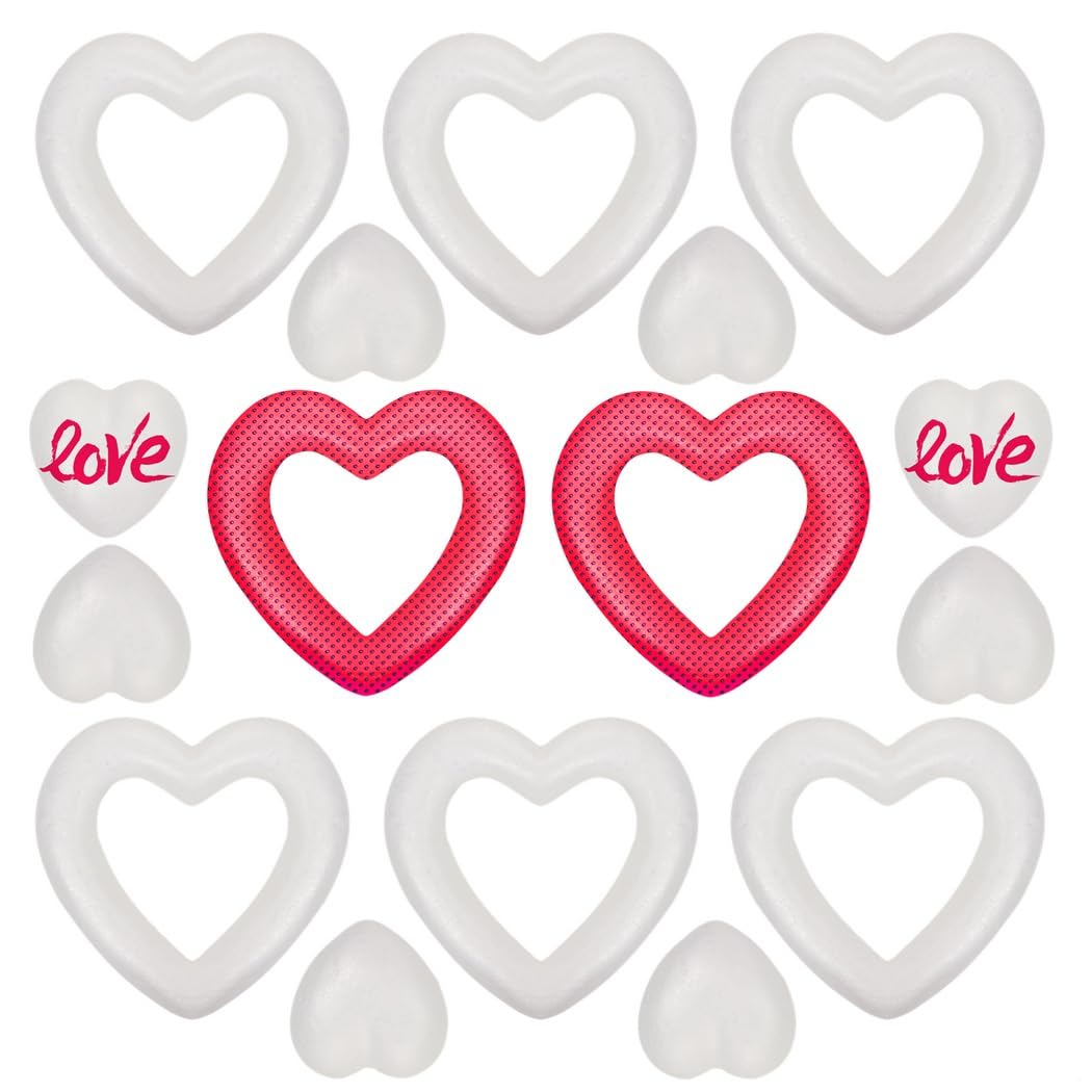 16 cuori bianchi in schiuma per artigianato, ideali per decorazioni fai da te per matrimoni e San Valentino, ghirlande in schiuma per arte personalizzata