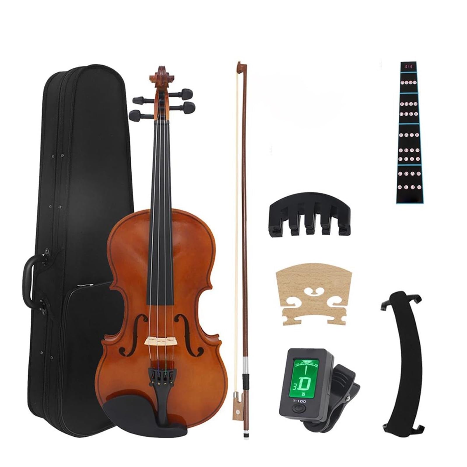 Instrumento De Violín Violín De Madera Maciza De 1/4 Con Estuche Accesorios Instrumento De Cuerda Profesional(4/4)