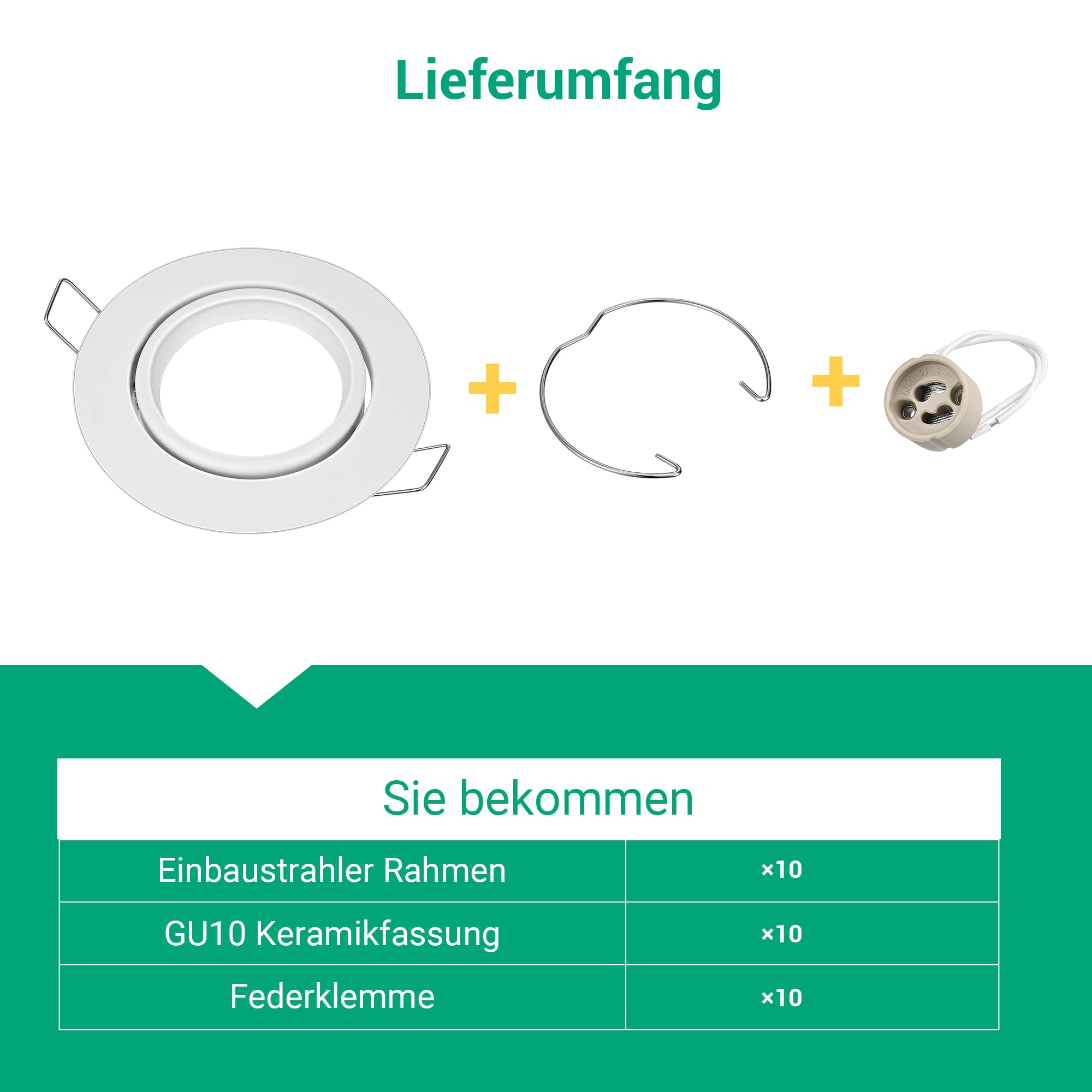 Faretti Led Da Incasso Per Cartongesso 12 Faretti LED Da Incasso GU10 Per Cartongesso - Orientabili 30°, Foro 68-80 Mm, Colore Bianco | Portalampade Inclusi Porta Faretto Da Incasso - Foto 6