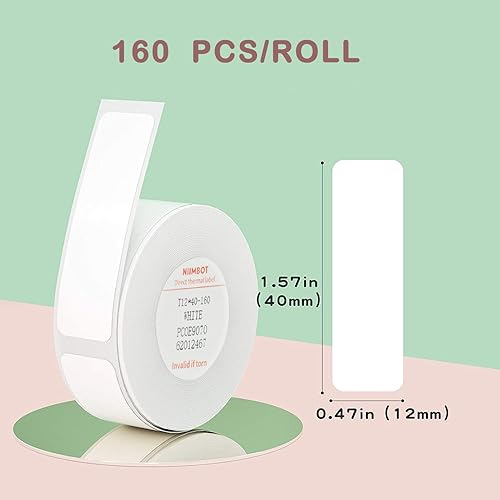 Miniatura 2 de NIIMBOT Cinta de etiquetas D11  (0.47 pulgadas × 1.57 pulgadas12 × 1.575 in) calcomanías blancas impermeables resistentes al desgarro reemplazo para