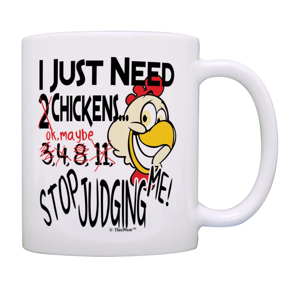 ThisWear Chicken Themed Ceramic Mug 11oz Funny Gift for Women & Men