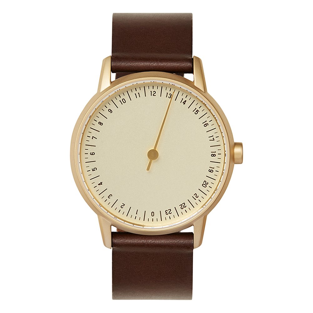 slow Round 08 - Dark Brown Leather, Gold Case, Gold Dial
