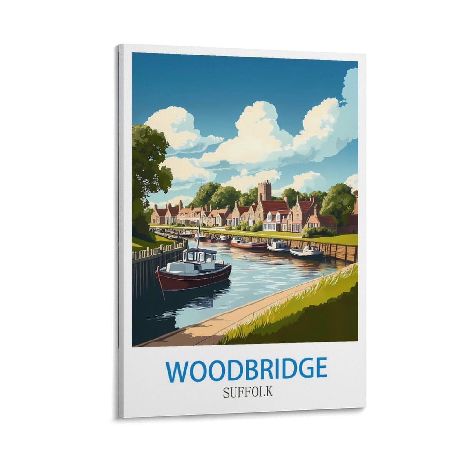 Zhilijing Frame-Style Woodbridge Suffolk Vintage Travel Poster 08X12inch(20X30cm) Painting Canvas Wall Posters