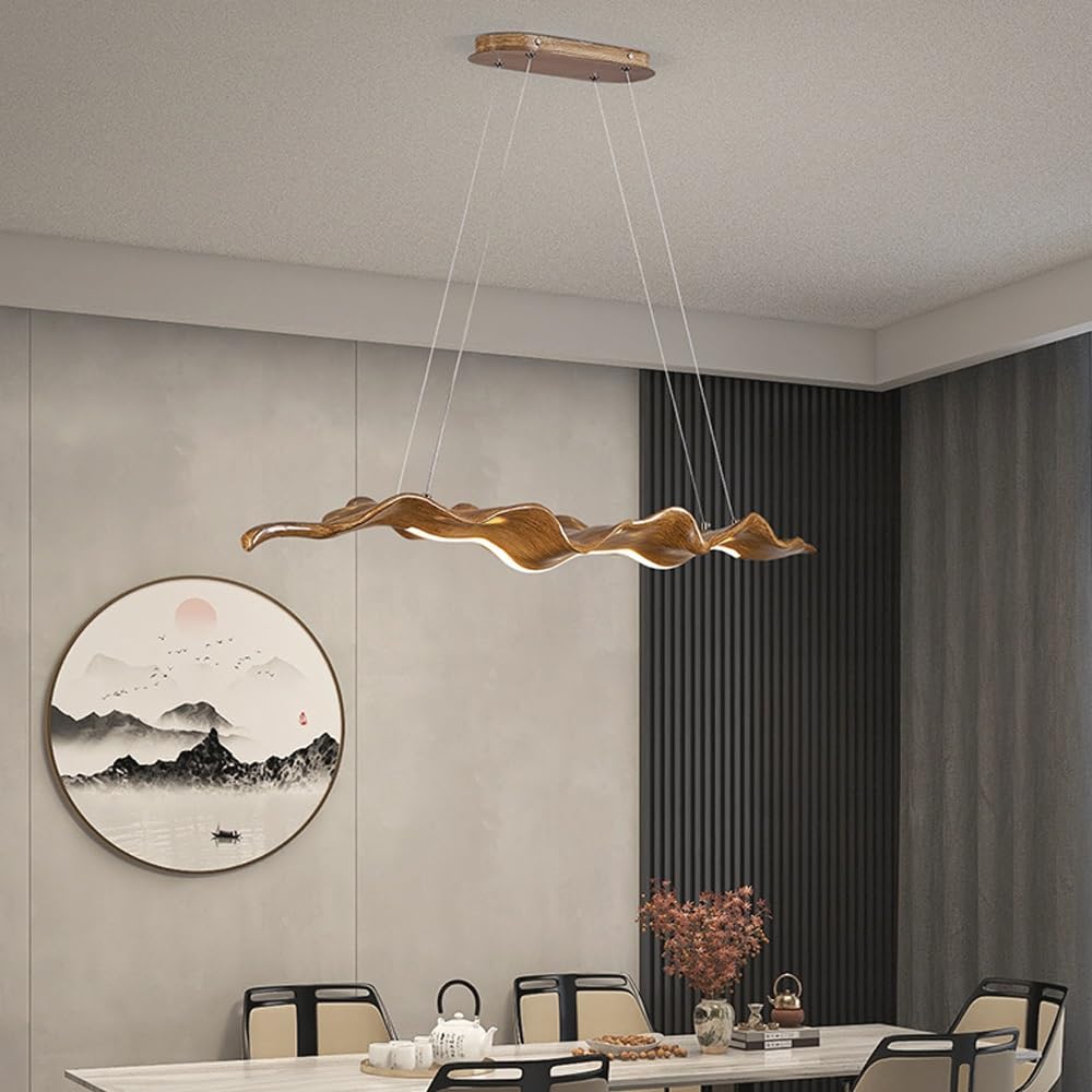 Lampa Wisząca Stylu Wabi-sabi Drewno Ziarno Żywica Syntetyczna Silikon Styl Skandynawski Nad Stół Jadalny Nowoczesna Kreatywna LED Regulacją Jasności Salonu Żyrandol Kuchenny Sypialnia Gabinet(Brown)