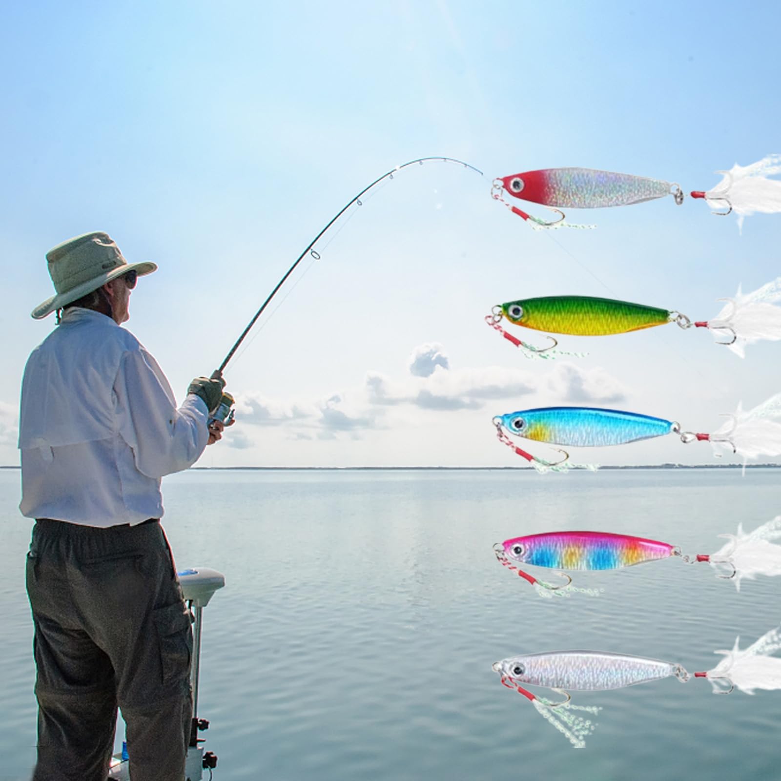 5 Piezas Señuelos de Pesca de Metal, 30g, Cebos Artificiales Para Mar, Cucharas Que se Hunden, Lentejuelas Cebo, Para Trucha, Perca, Lucio