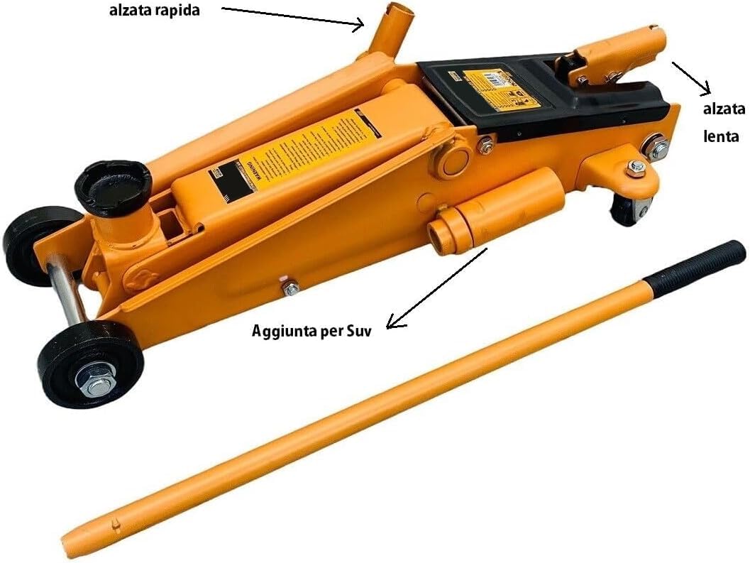 Cric Crick Sollevatore Martinetto Idraulico Professionale 3 Tonnellate/3000Kg per Auto Veicoli Assetto Basso Ribassato e Compatibile per SUV e Fuoristrada (Cod. 5833)