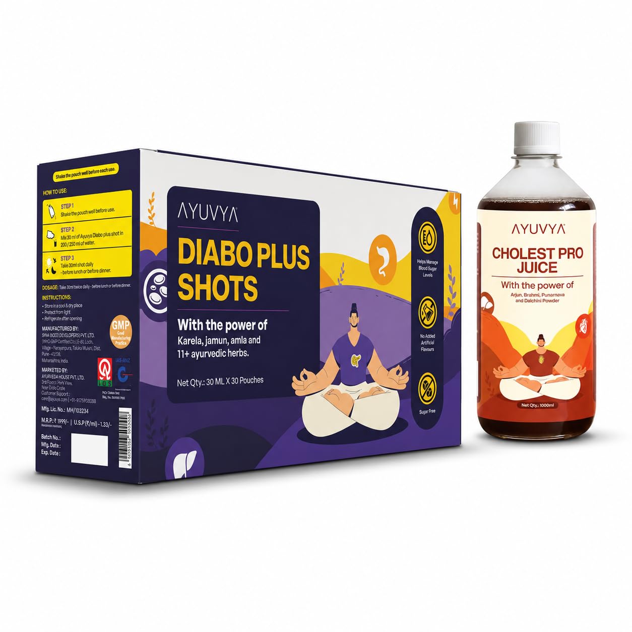 Ayuvya Diabo Plus Shots & Care of Cholesterol Juice Combo | Diabo Plus For Type 2 Diabetes & PreDiabetes |Cholesterol juice Helps to Helps Manage Cholesterol Levels & Heart Health-image-17