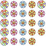 24 Pack Smiley Face Patches Sunflower Colorful Happy Smile Embroidered Patches Iron On Patches Applique for Clothes Jackets Jeans Pants Backpacks