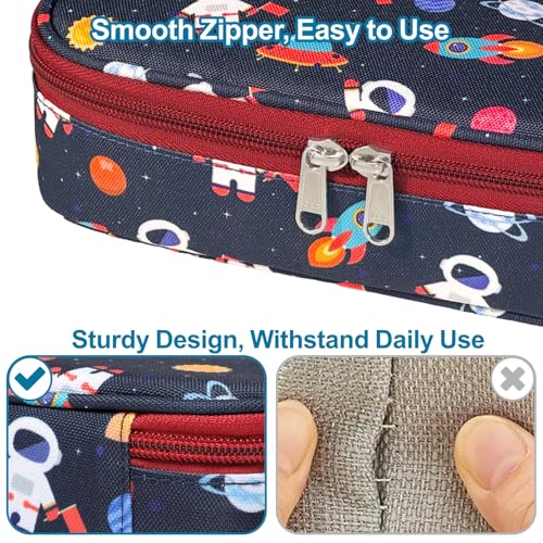 Image of Pencil Case for Boys - Cute Pencil Cases for Kids Pencil Pouch Organizer for Student School, Astronauts Space Kids Pencil Bag with Multi-slot (Red Astronauts Space)