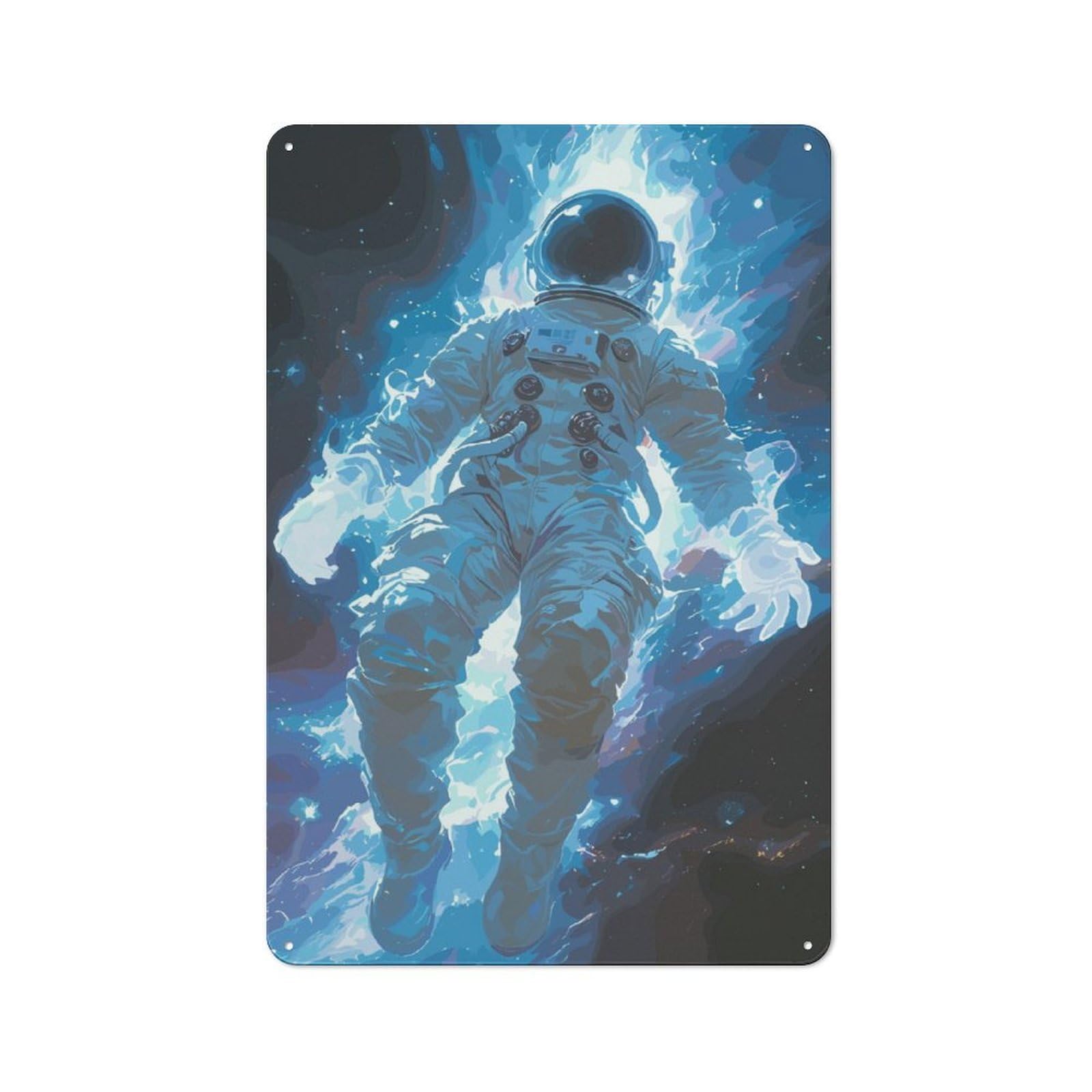 Junmoney Abstract Astronaut Metal Plaque 30X20cm With For Hallway Wall, Rustic Decor, For Garage, Workshop And Man Cave Decoration